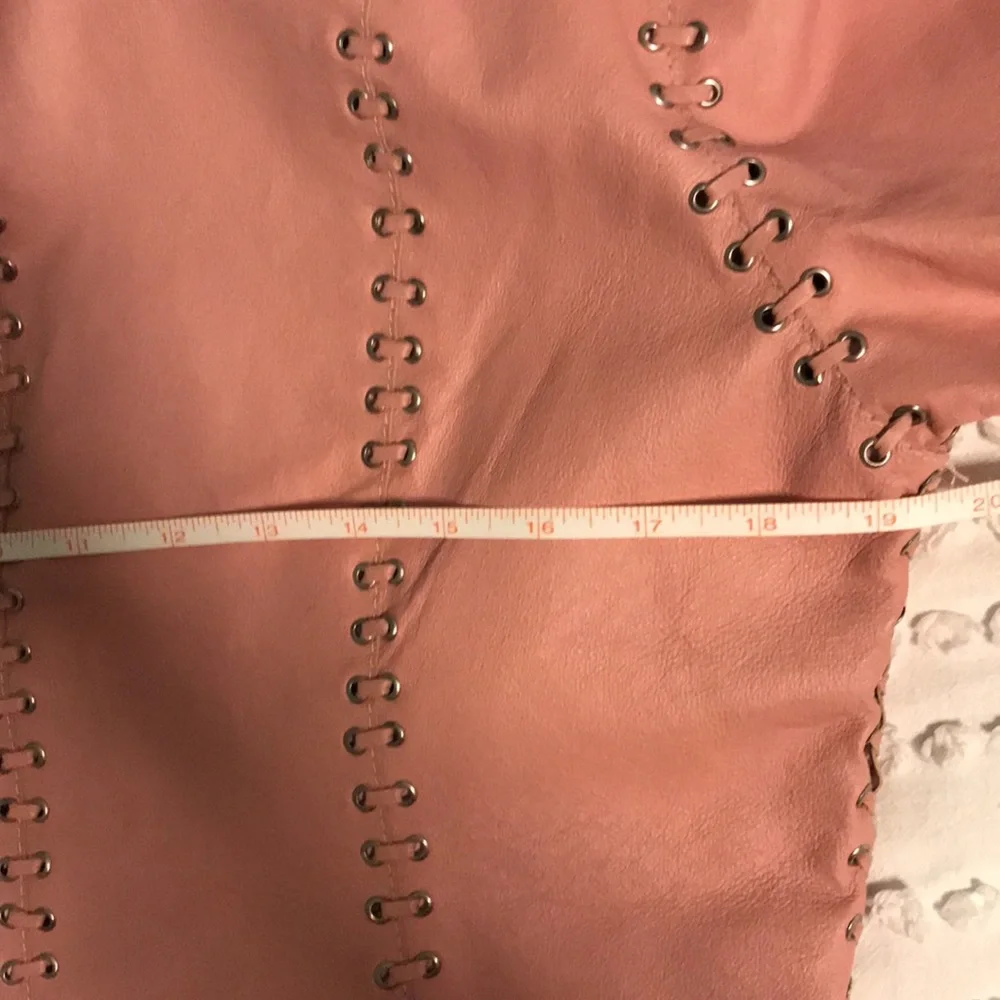 Vintage Oscar Piel Pink leather jacket XL grommet tie lace
